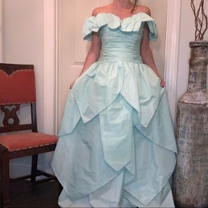 Vintage Victor Costa Aqua Strapless Dress